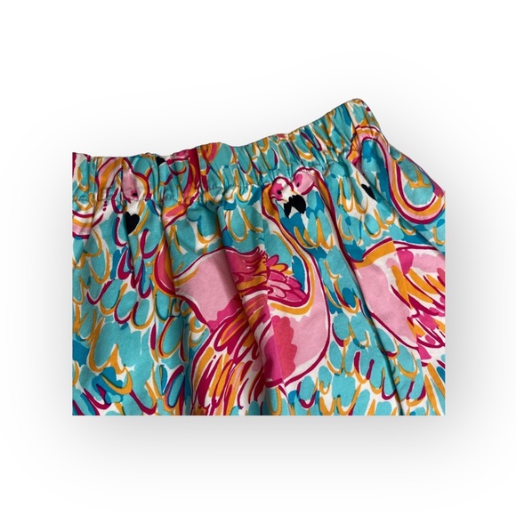 new Lilly Pulitzer 𑁍 Peel + Eat Flamingo Print Mini Skirt 𑁍 Teal Pink 𑁍 XS 𑁍 - Picture 8 of 16